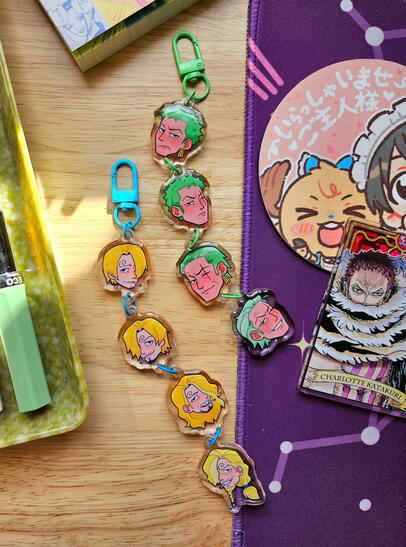 zoro & sanji epoxy keychains